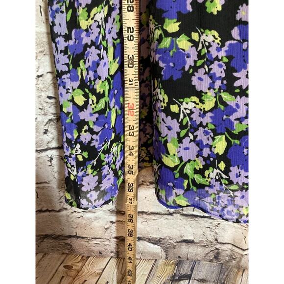 Rabbit Babydoll Dress Womens 8 Purple Floral Short Sleeve Flowy Fit & Flare - Picture 11 of 15